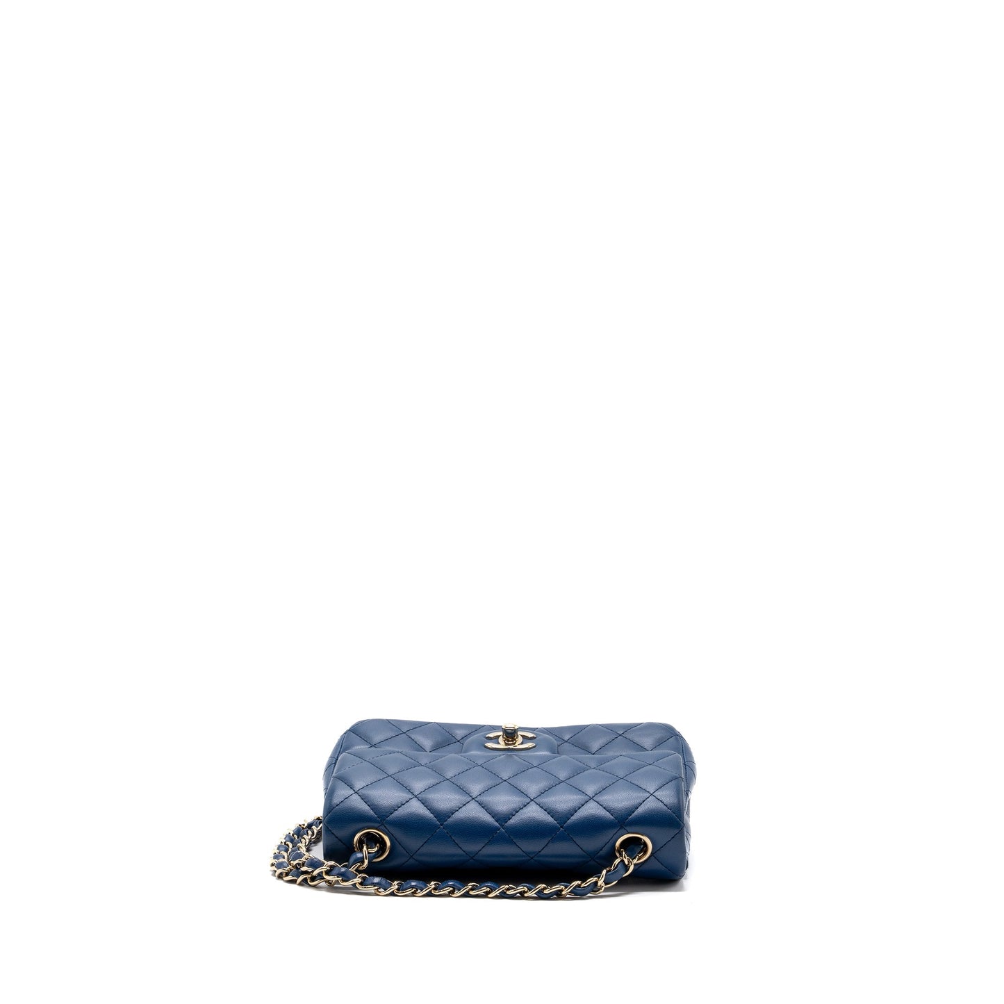 Chanel mini rectangular flap bag lambskin Blue L