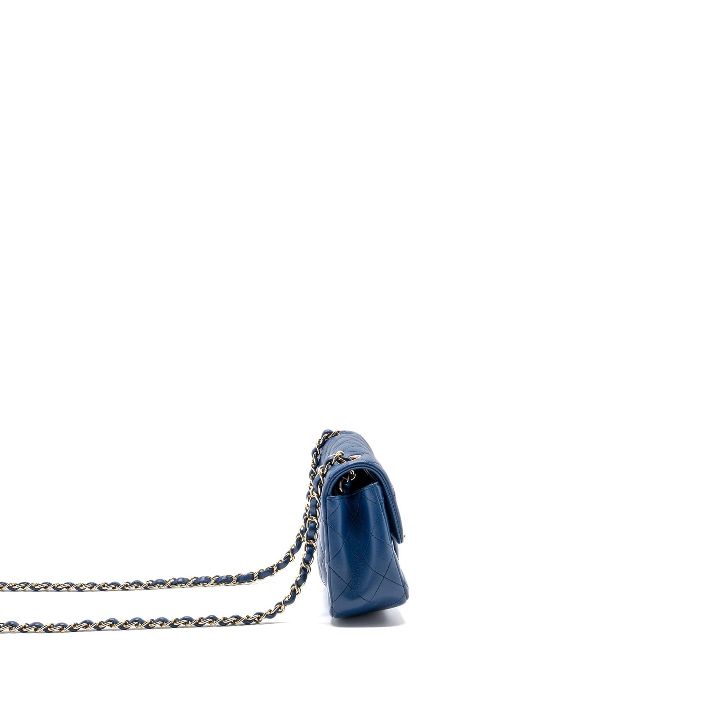 Chanel mini rectangular flap bag lambskin Blue L