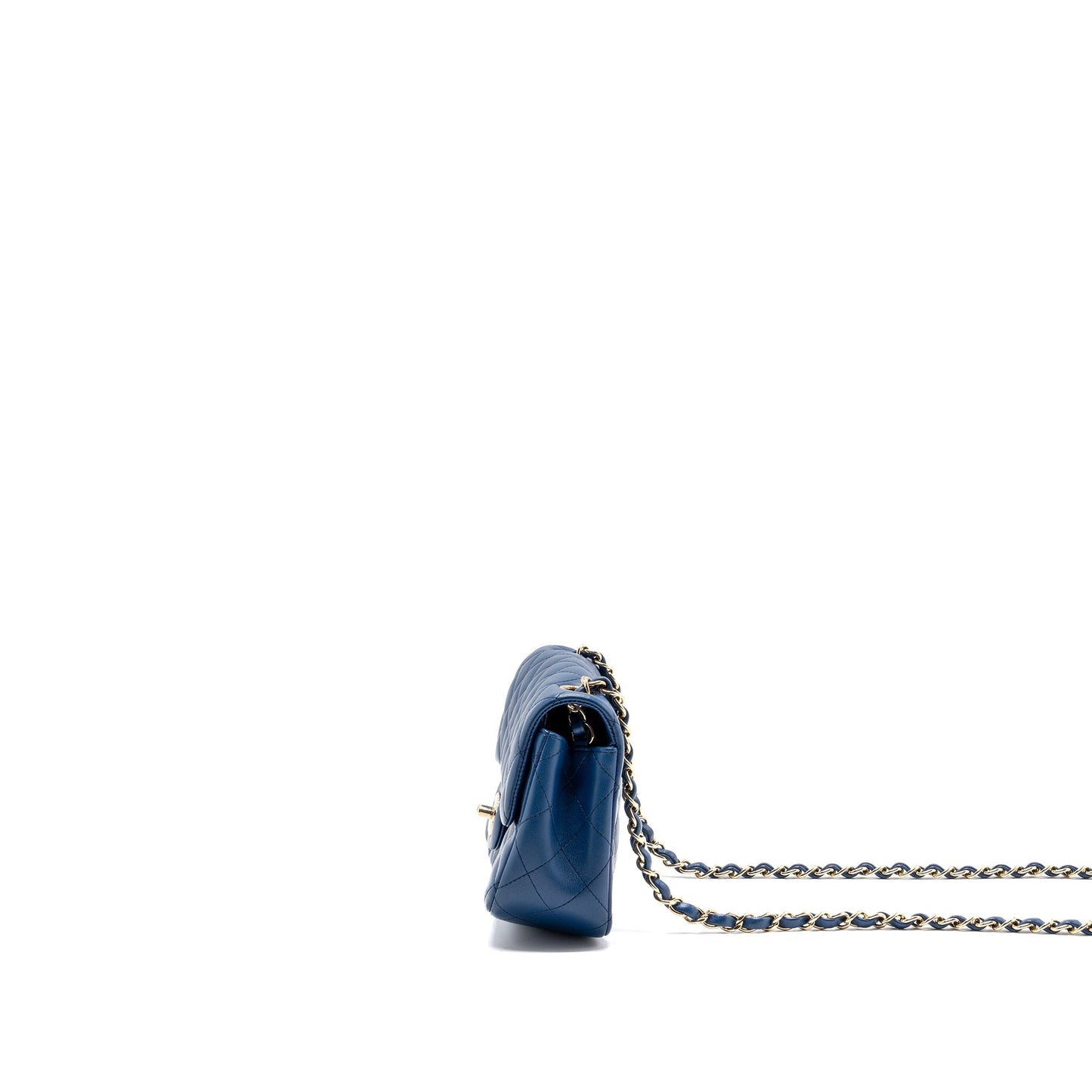 Chanel mini rectangular flap bag lambskin Blue L