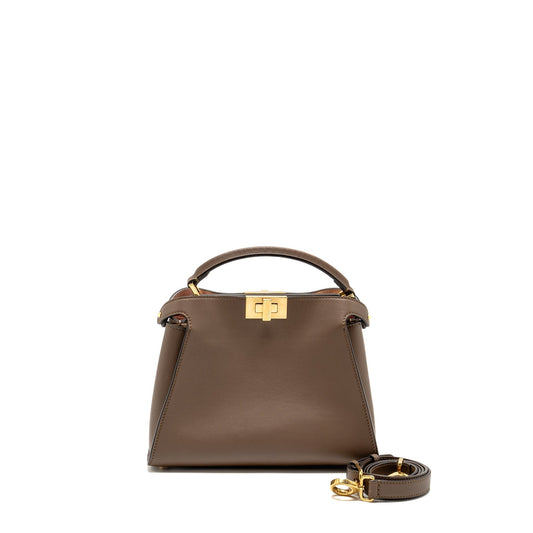 Fendi Small Peekaboo Iconic Purse Calfskin Brown