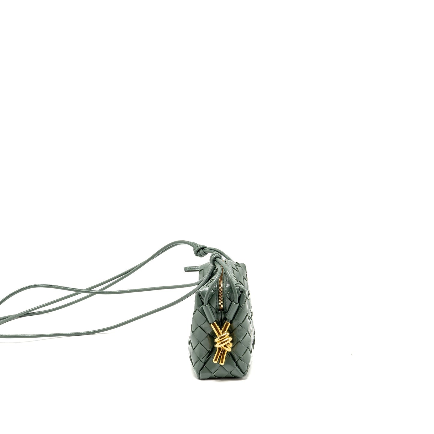 Bottega Veneta Mini Loop Purse Metal Knots Calfskin Green