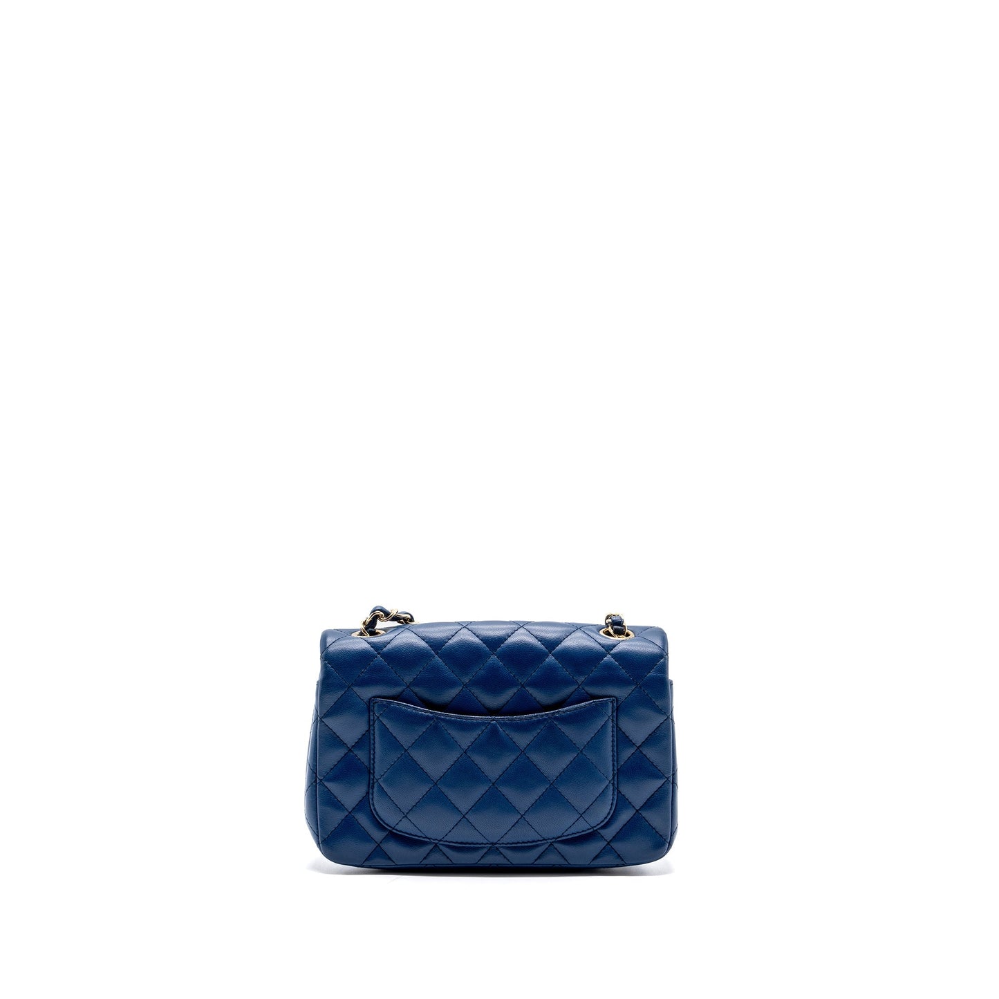 Chanel mini rectangular flap bag lambskin Blue L