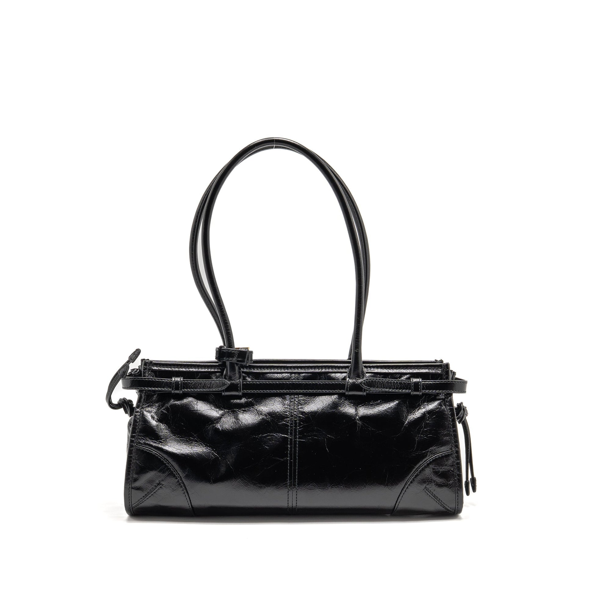 Prada Bonnie Medium Leather Handbag Calfskin black