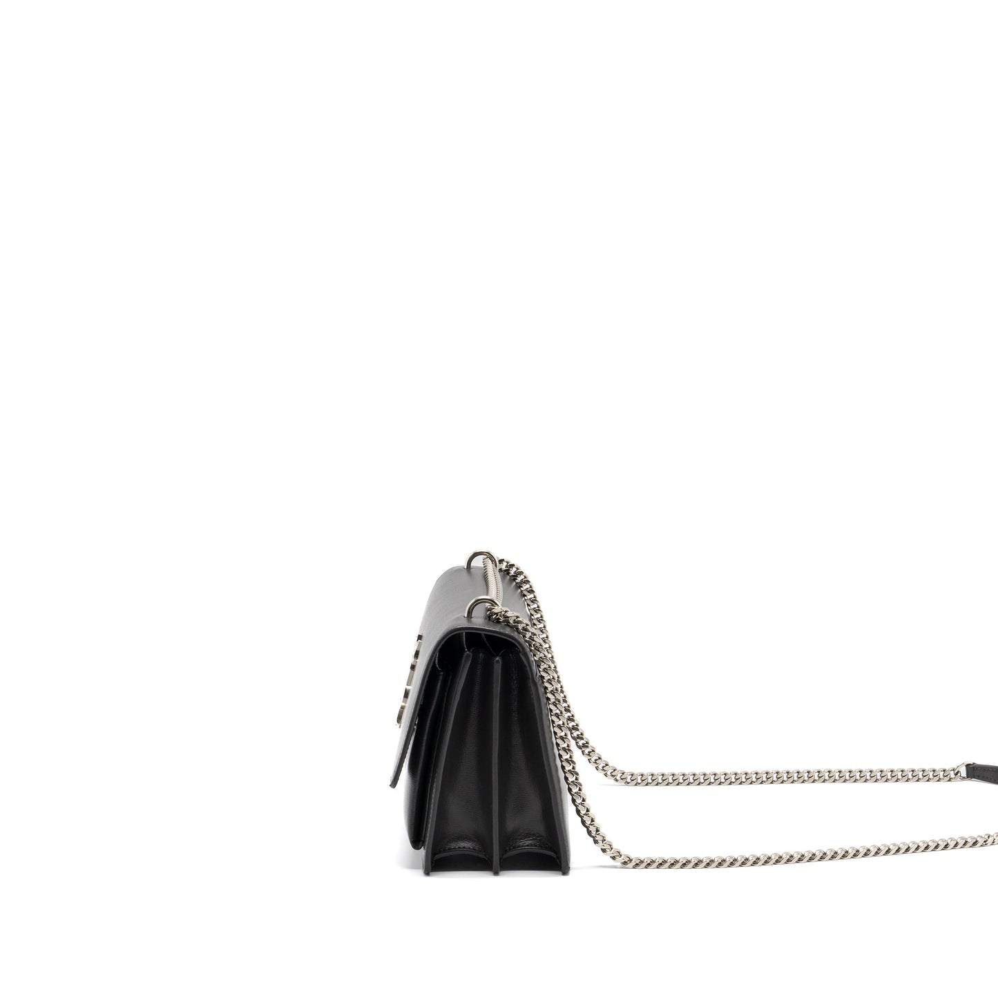 Saint Laurent Medium Sunset Chain Purse Calfskin Dark Grey Ruthenium Hardware