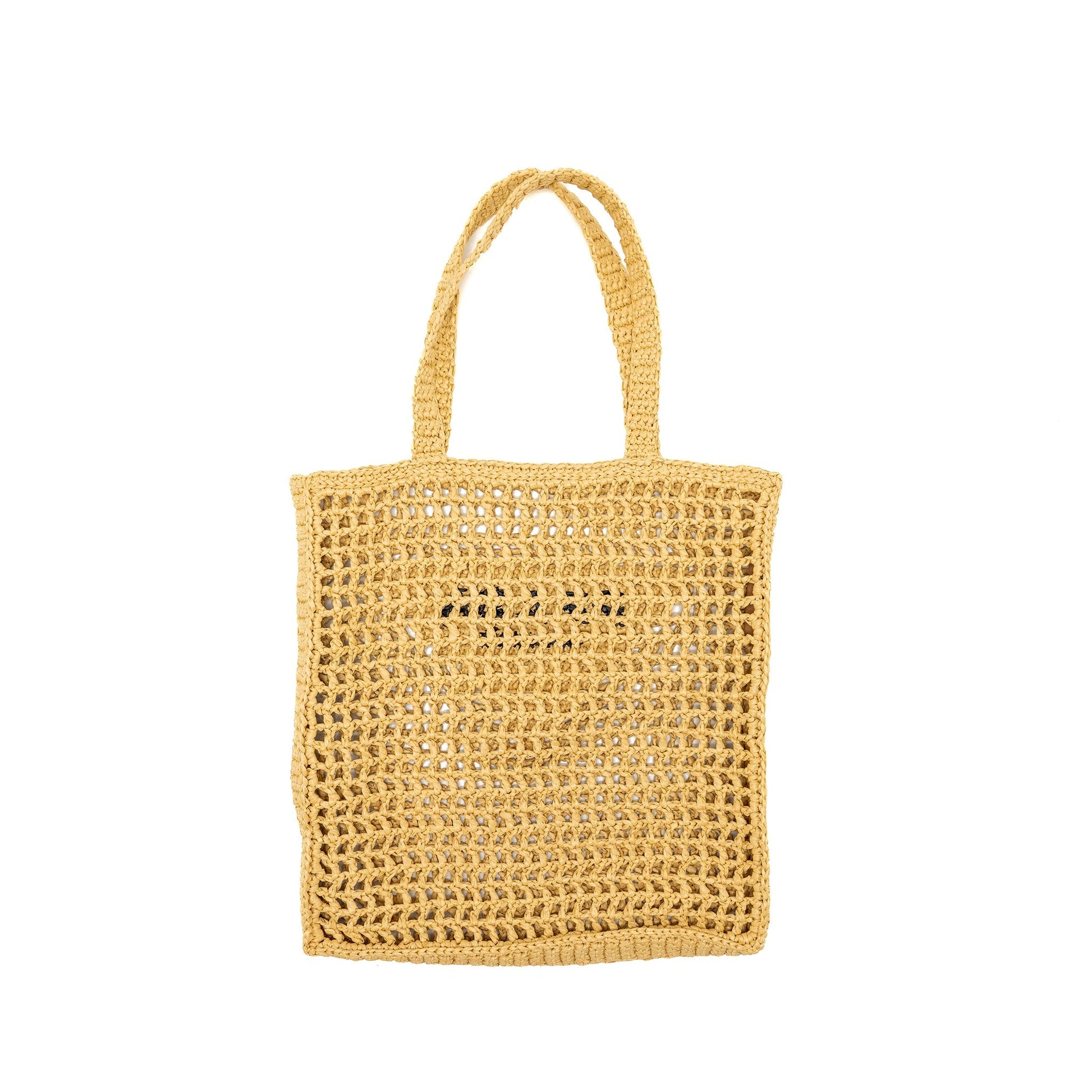 Prada Crochet Tote Purse Raffia Tan