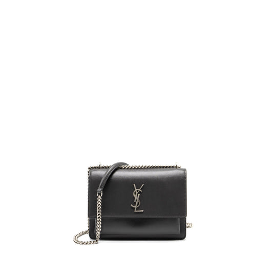 Saint Laurent Medium Sunset Chain Purse Calfskin Dark Grey Ruthenium Hardware