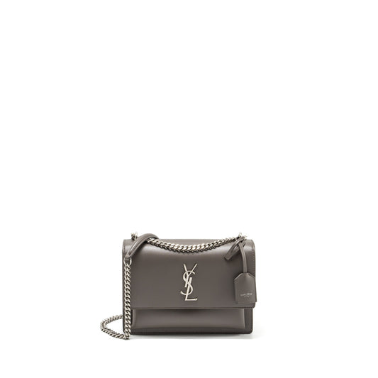 SAINT LAURENT / Medium Sunset Purse Calfskin Grey