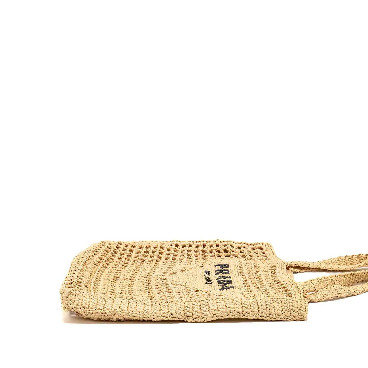 Prada Crochet Tote Purse Raffia Natural