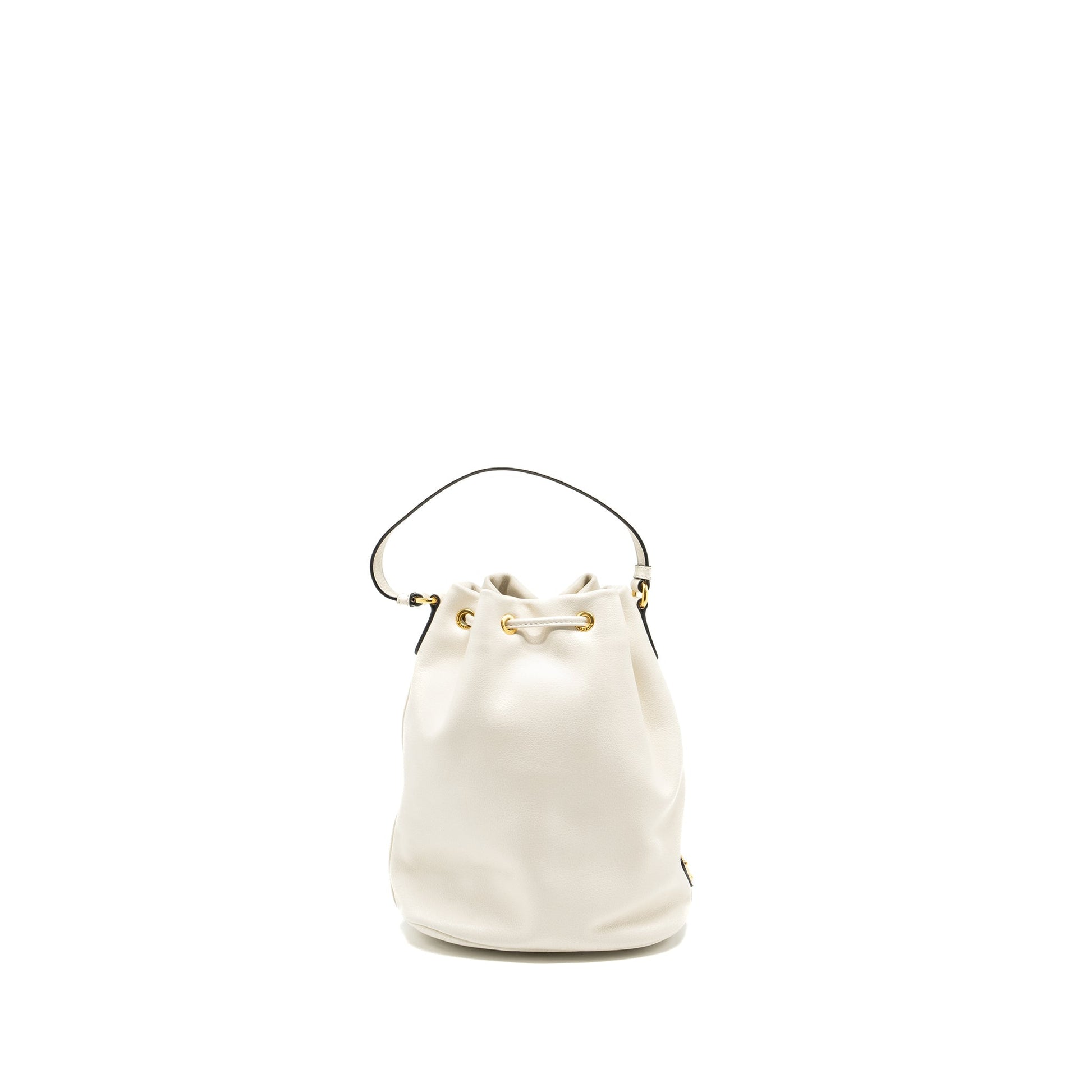 Prada Drawstring Bucket Purse Calfskin White