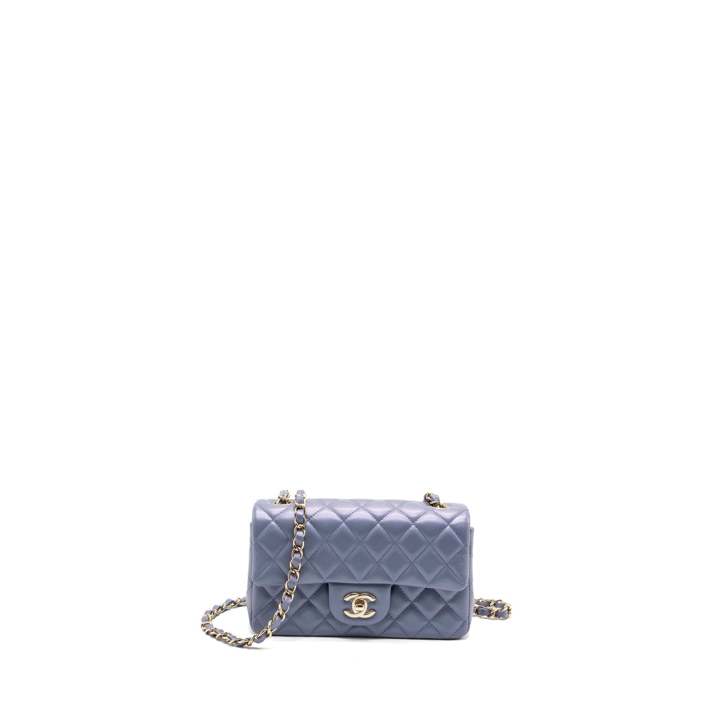 Chanel classic mini rectangular flap bag lambskin iridescent light purple L (microchip)