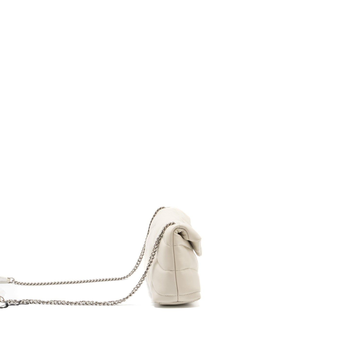 Saint Laurent Small Loulou Puffer Mini Purse Lambskin Blanc Vintage Ruthenium Hardware