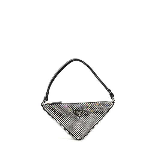 Prada Triangle pouch crystal embellished black