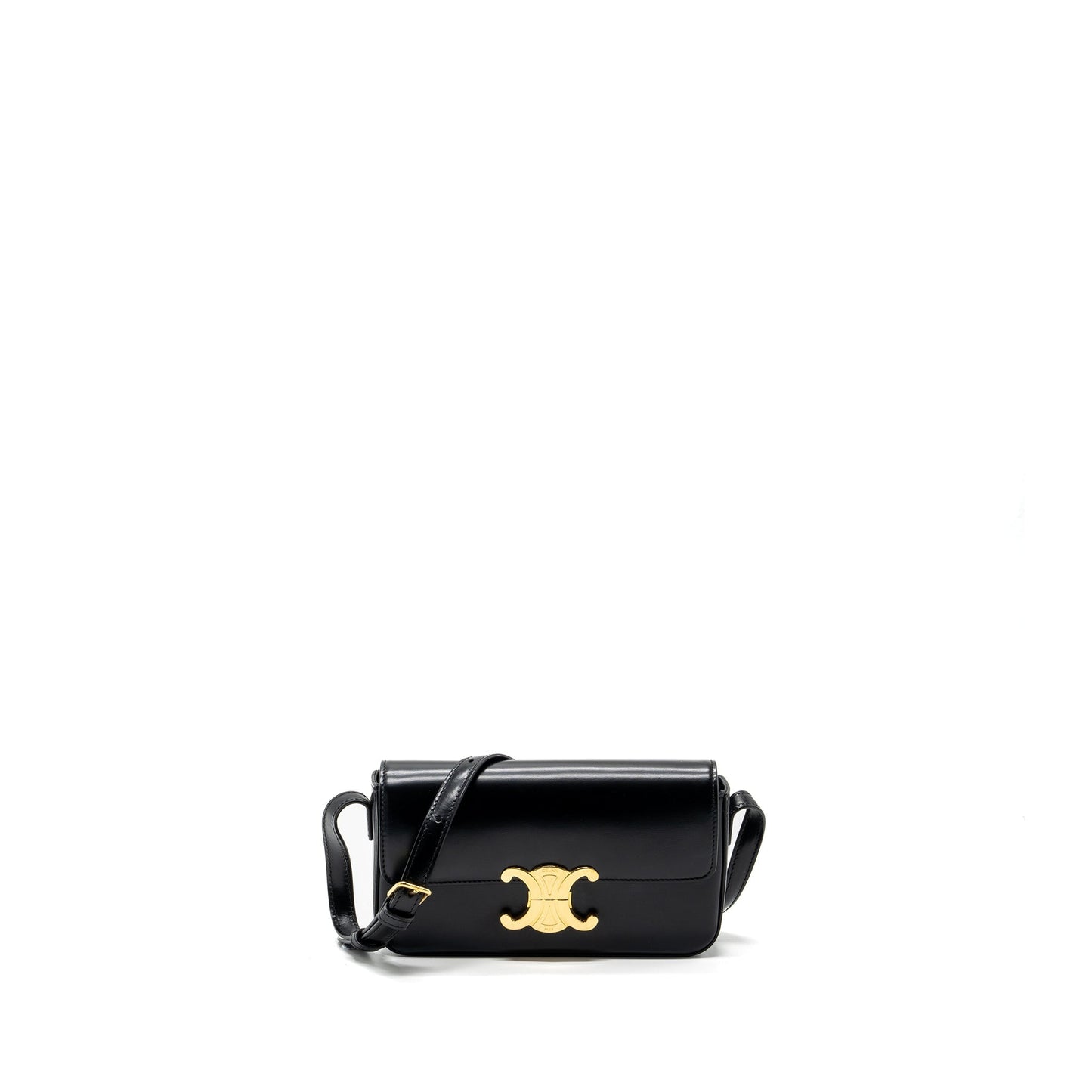 Celine Triomphe Shoulder bag shiny calfskin black GHW