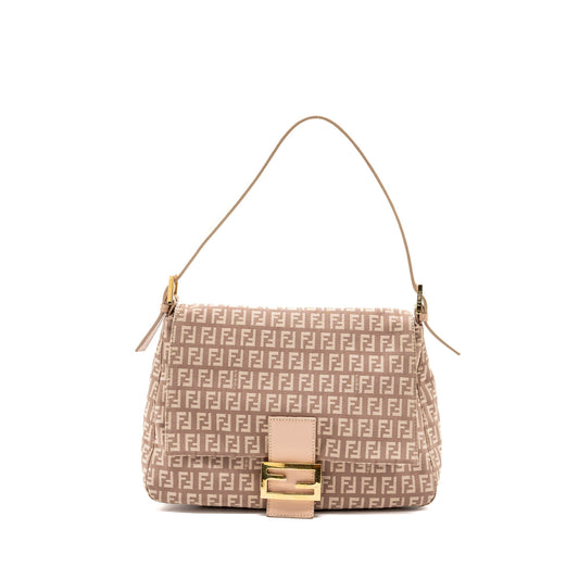 Fendi Zucchino Mama Flap Purse Jacquard Canvas Light Pink
