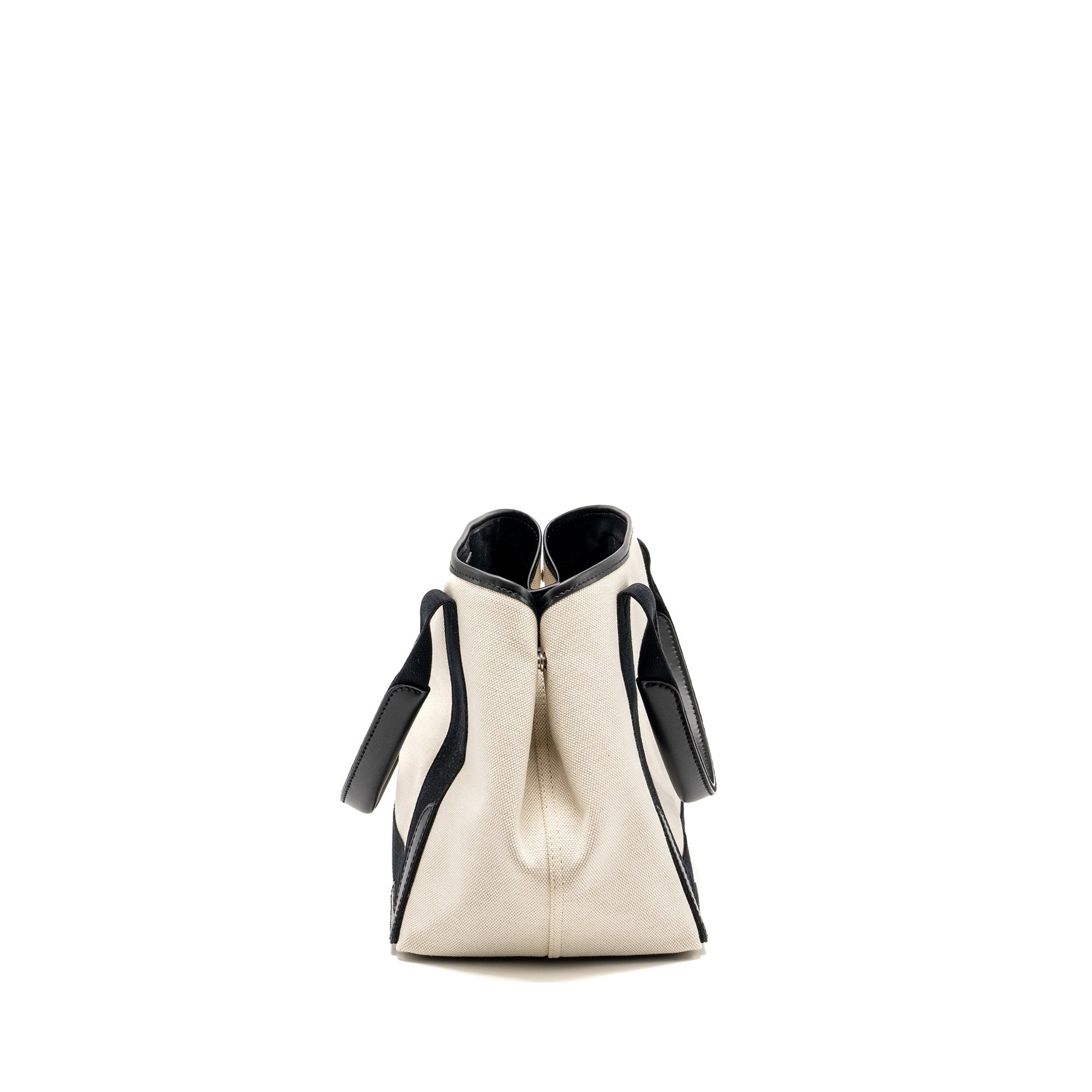 Balenciaga Cabas Tote Bag Canvas/Calfskin Natural/Black SHW