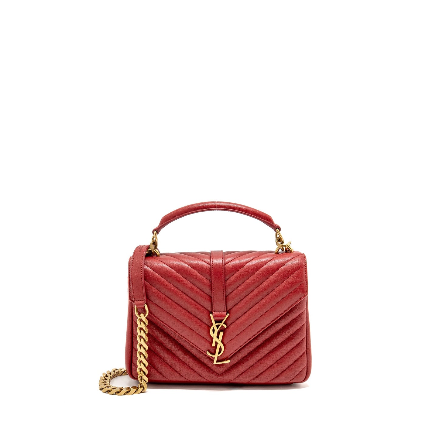 Saint Laurent/ Medium Envelope Purse Leather Red