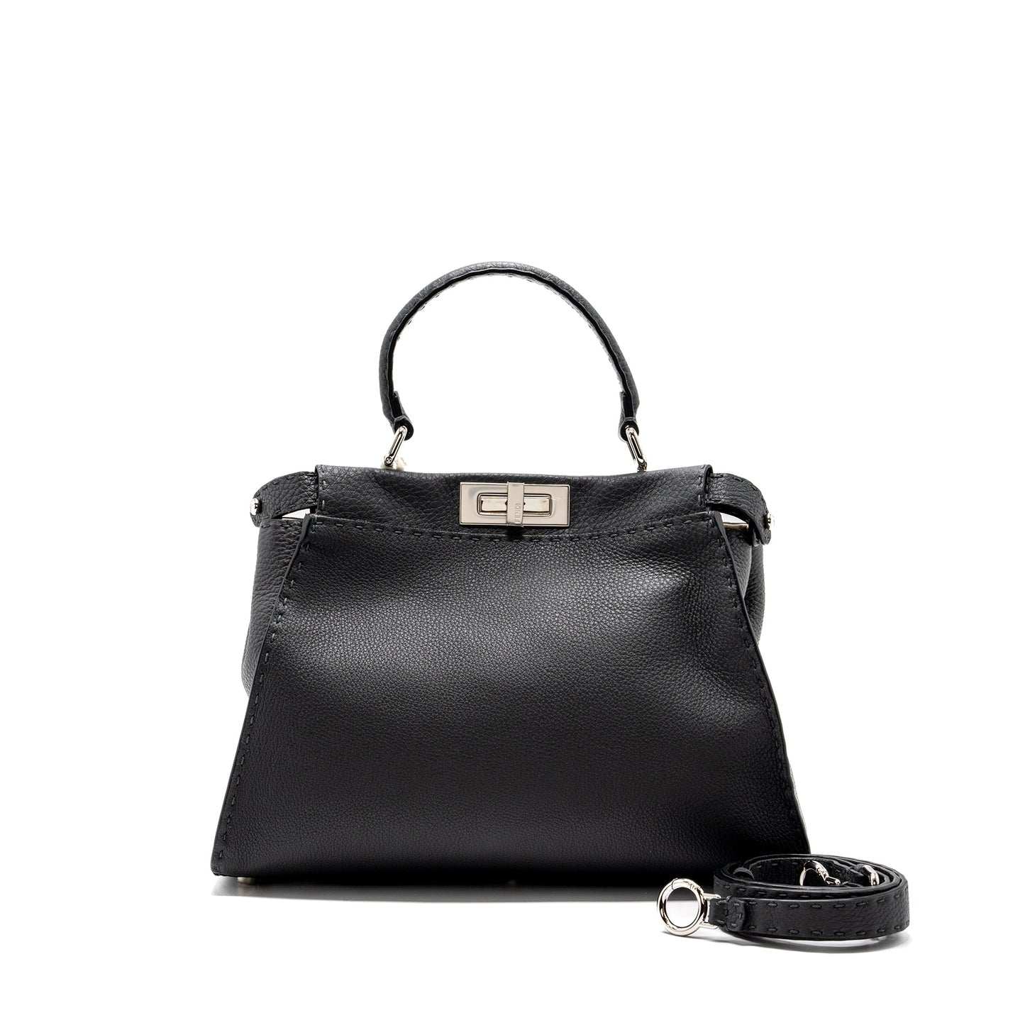 Fendi Medium Peekaboo Purse Selleria Leather Black