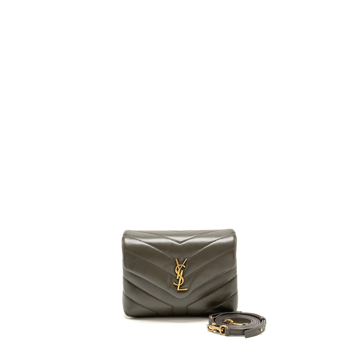 Saint Laurent/ Mini Toy Loulou Strap Purse Calfskin Dark Green