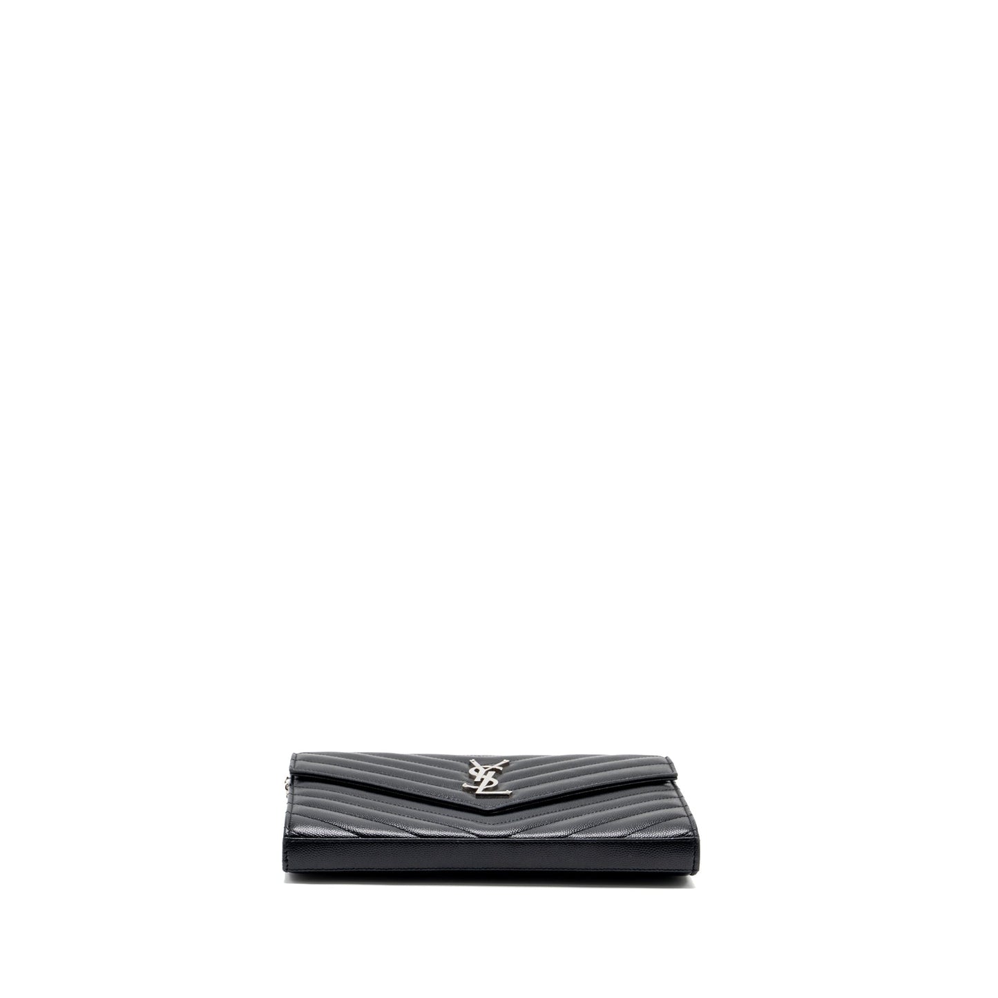 SAINT LAURENT ENVELOP CHAIN Purse GRAINED CALFSKIN BLACK