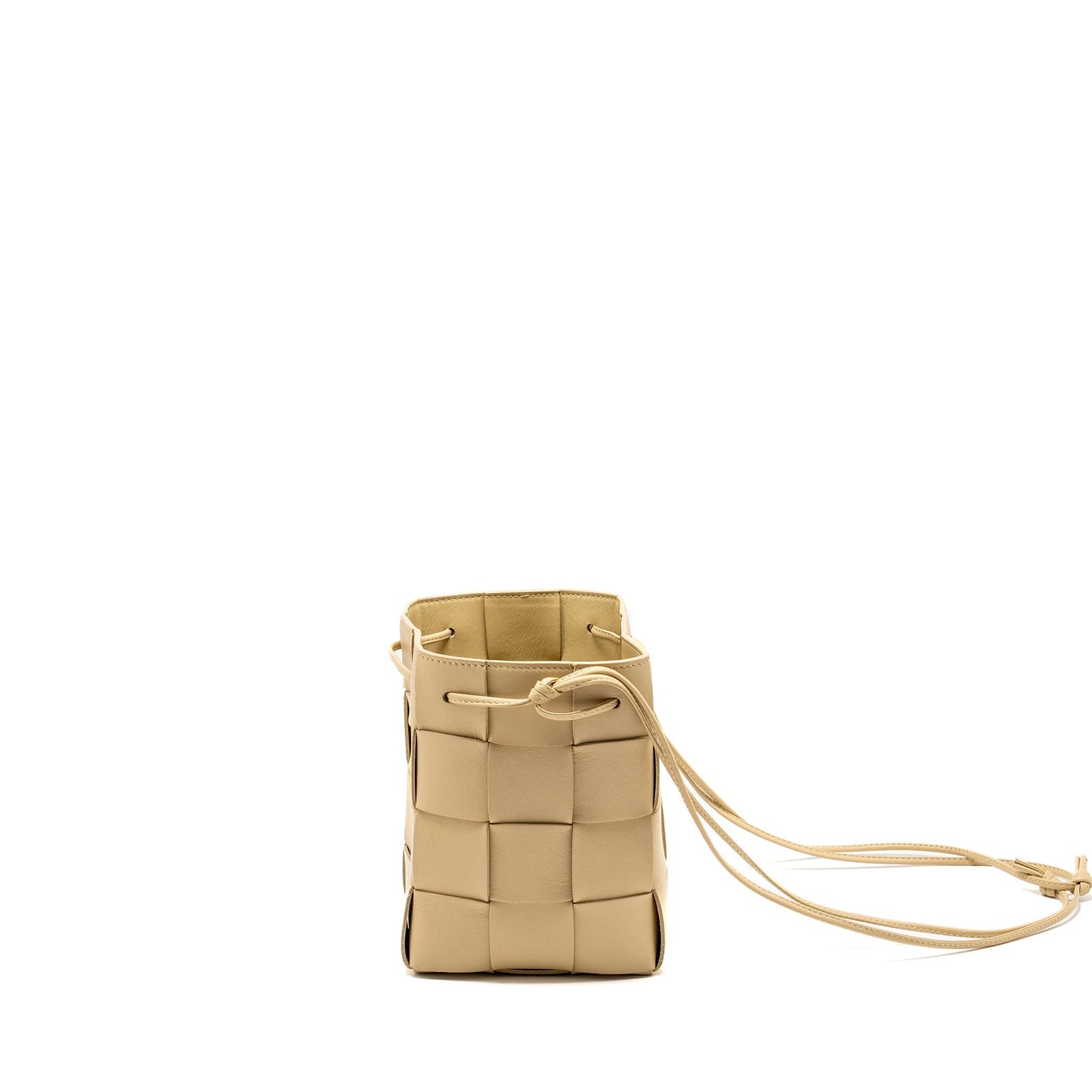 Bottega Veneta Small Cassette Bucket Purse Lambskin Beige