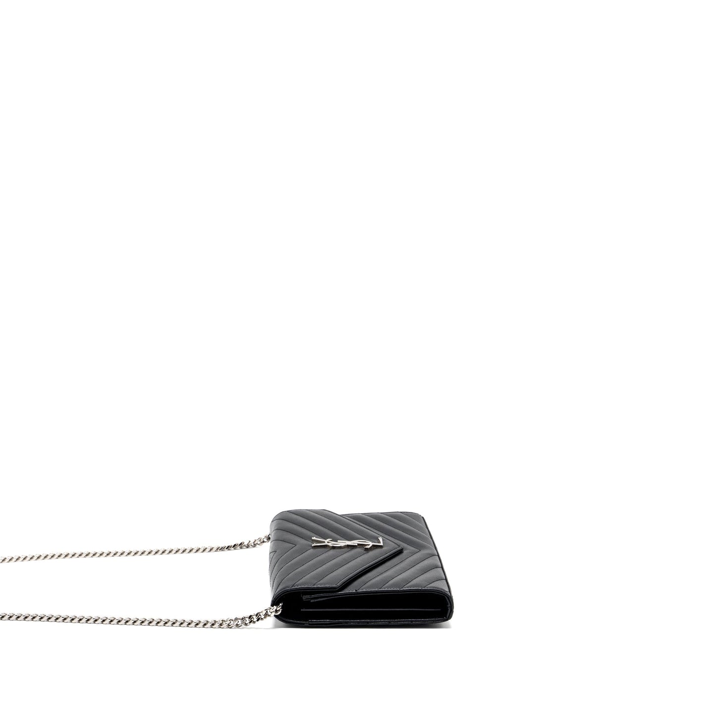 SAINT LAURENT ENVELOP CHAIN Purse GRAINED CALFSKIN BLACK