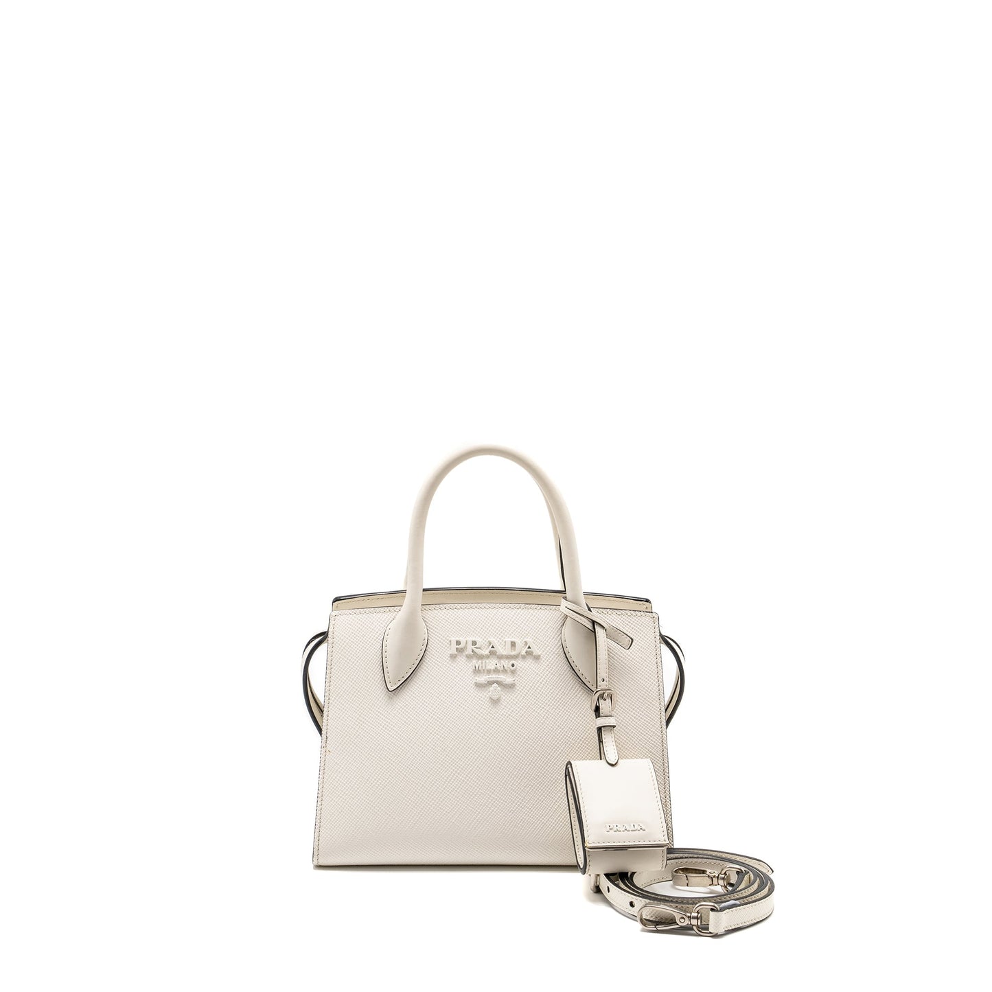Prada Saffiano Monochrome Purse White
