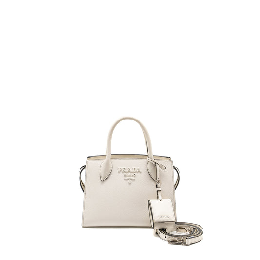 Prada Saffiano Monochrome Purse White