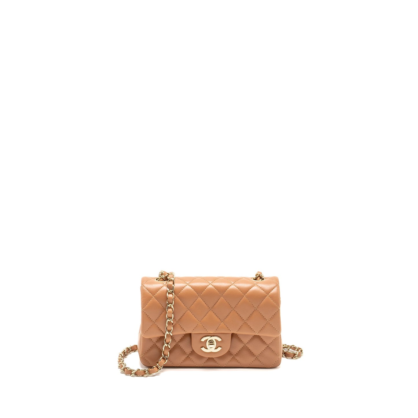 Chanel Mini Rectangular Flap Bag Lambskin Dark Beige L