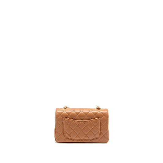 Chanel Mini Rectangular Flap Bag Lambskin Dark Beige L