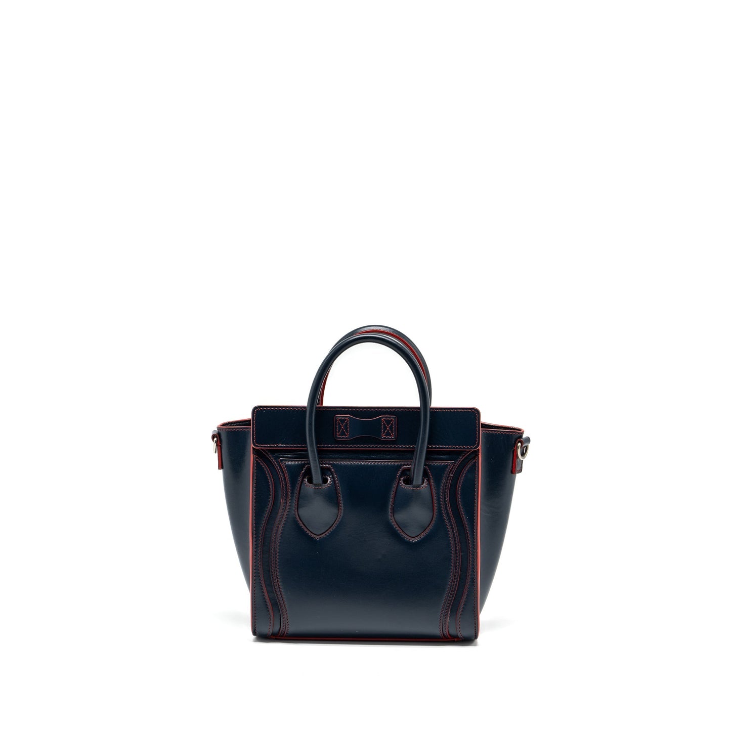 Celine Nano Luggage bag calfskin navy / red SHW