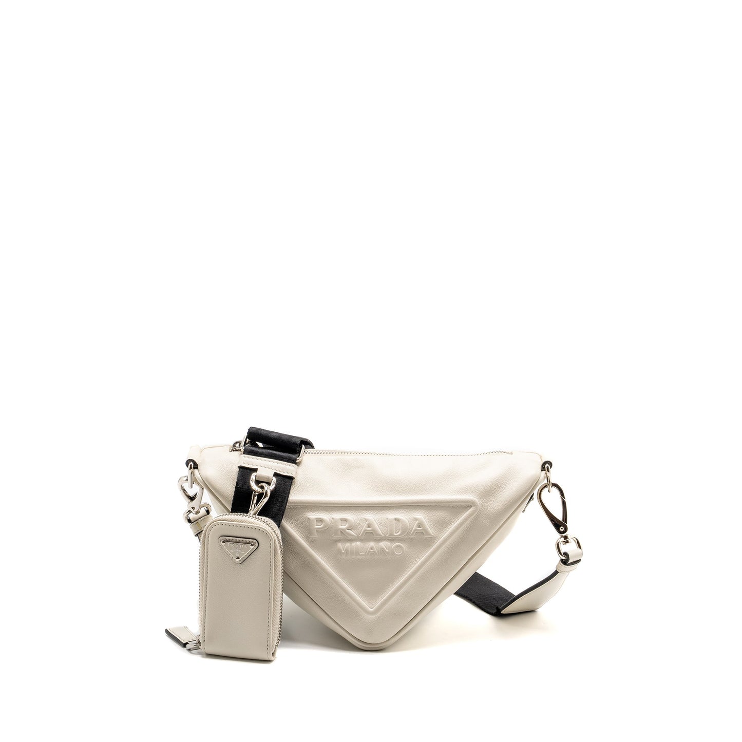 Prada Triangle Mini Purse Leather White