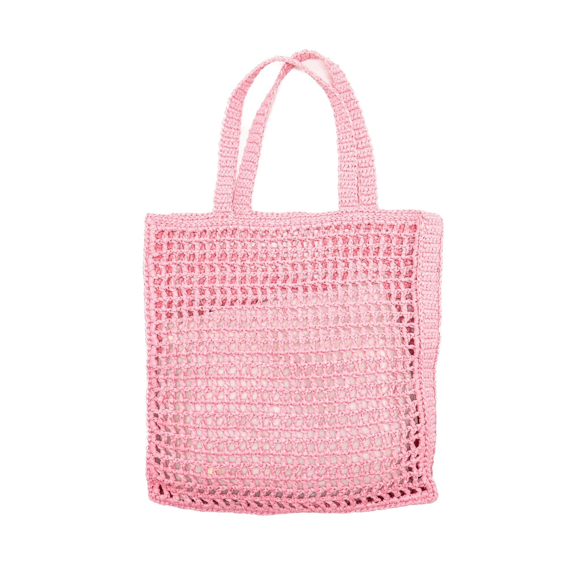 Prada Crochet Tote Purse Raffia Pink