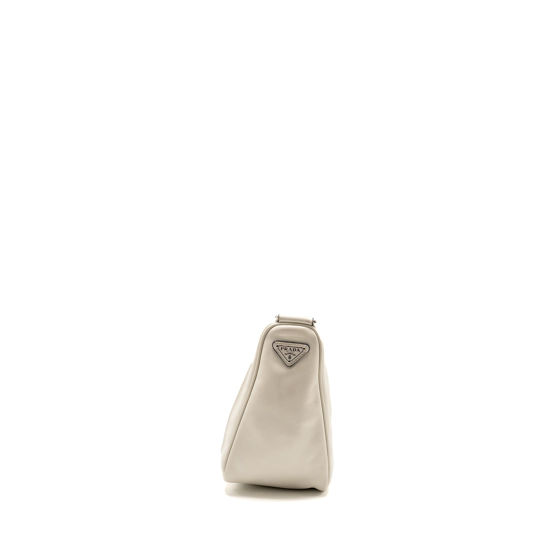 Prada Triangle Mini Purse Leather White