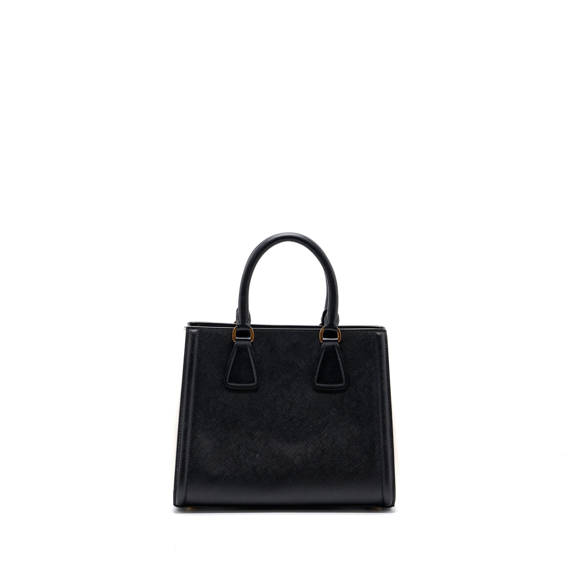 Prada tote Purse Saffiano calfskin black / white