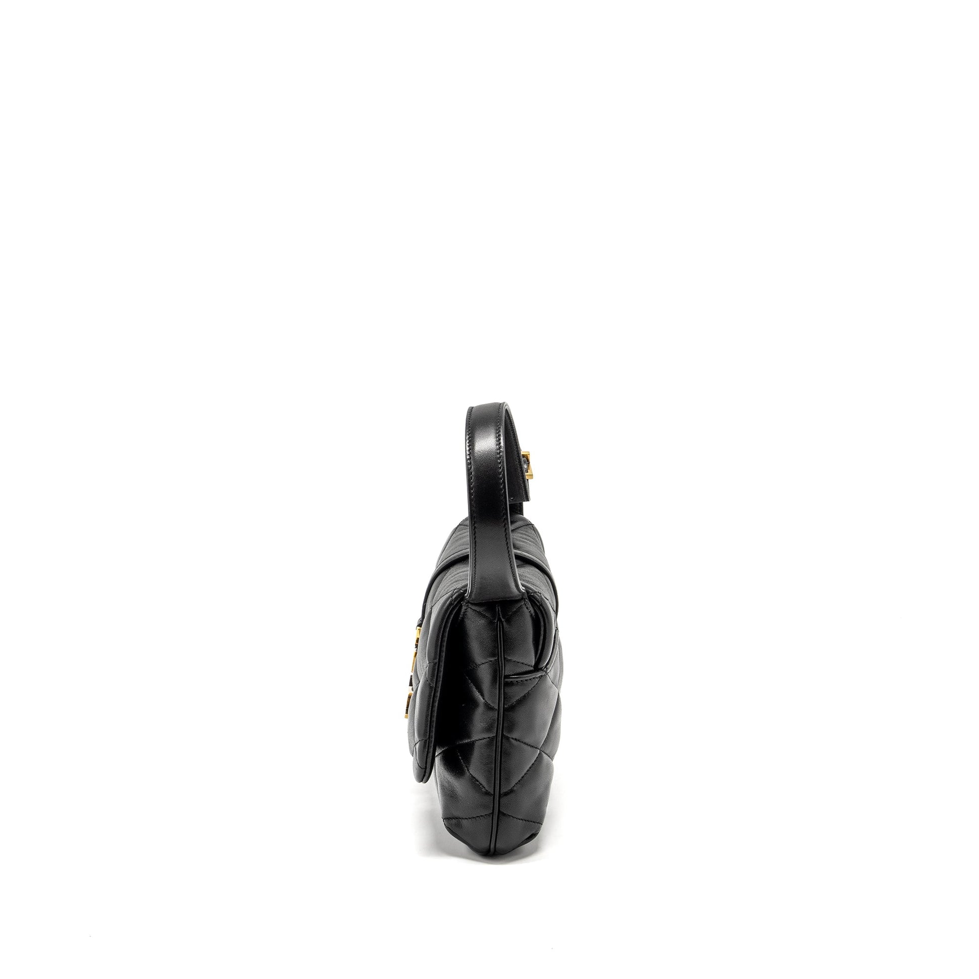 Saint Laurent/ 57 Quilted Hobo Mini Purse Lambskin Black Multicolour Hardware