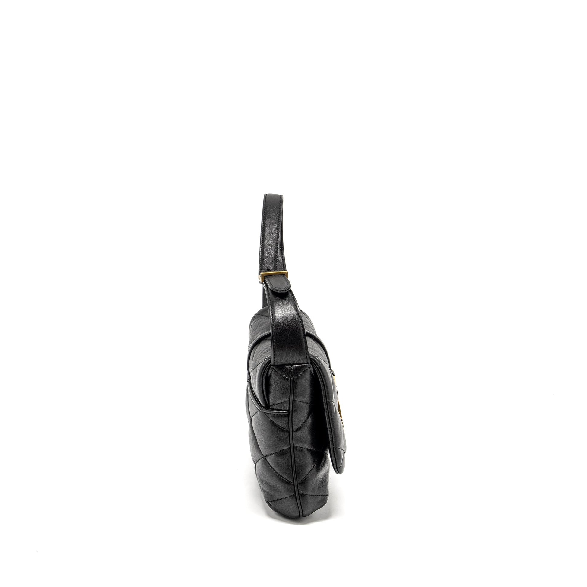 Saint Laurent/ 57 Quilted Hobo Mini Purse Lambskin Black Multicolour Hardware