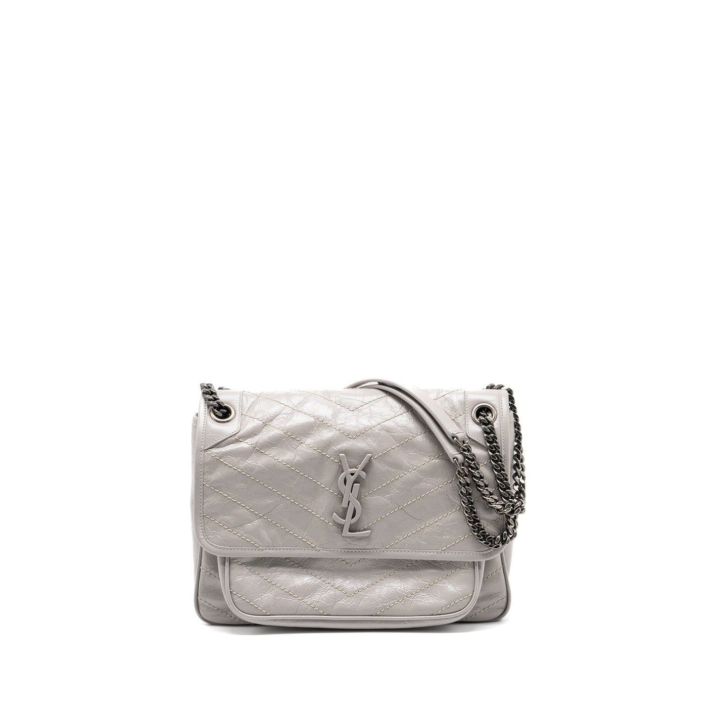 Saint Laurent Medium Niki Purse Calfskin Grey Ruthenium Hardware
