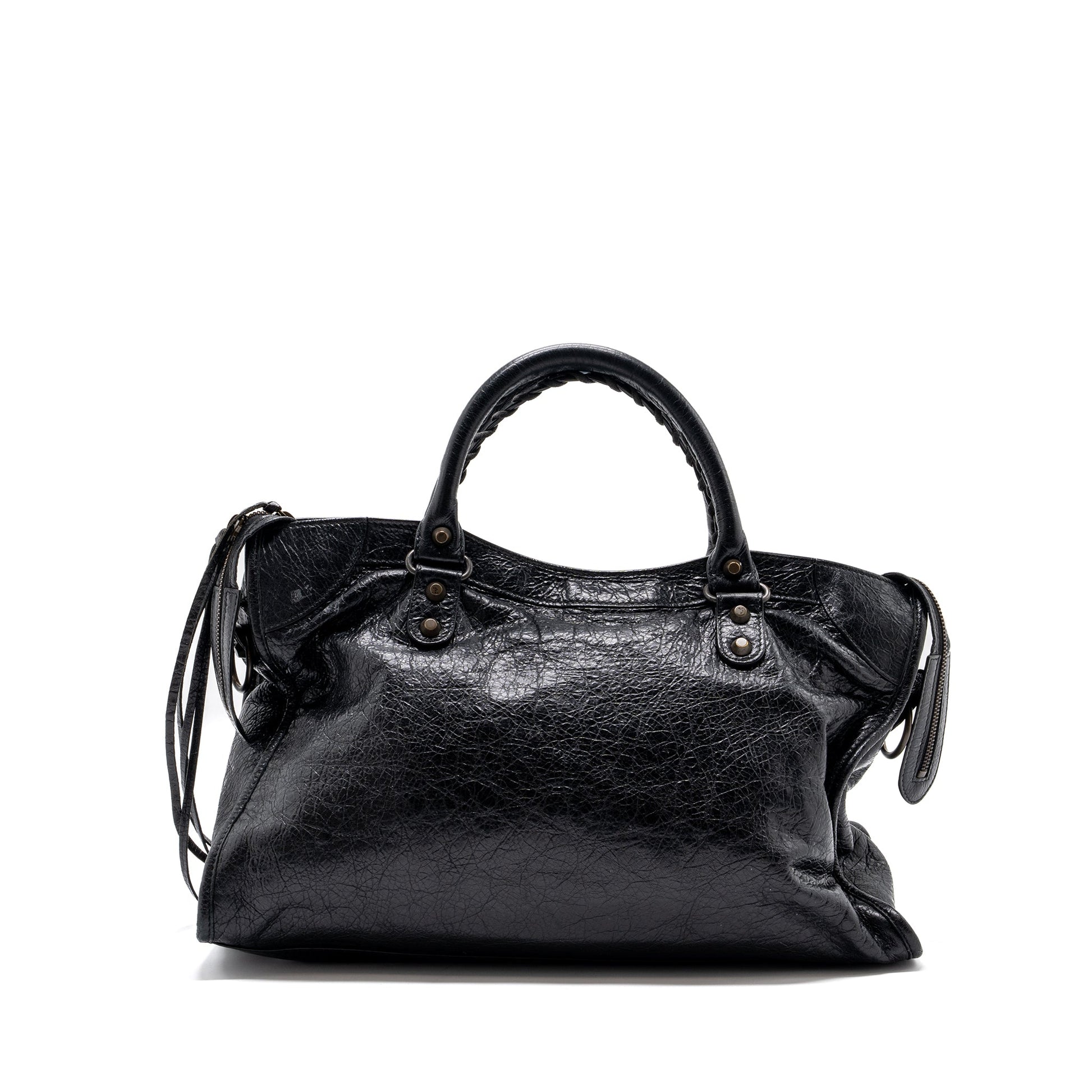 Balenciaga Classic City Bag leather Black Ruthenium Gold Hardware