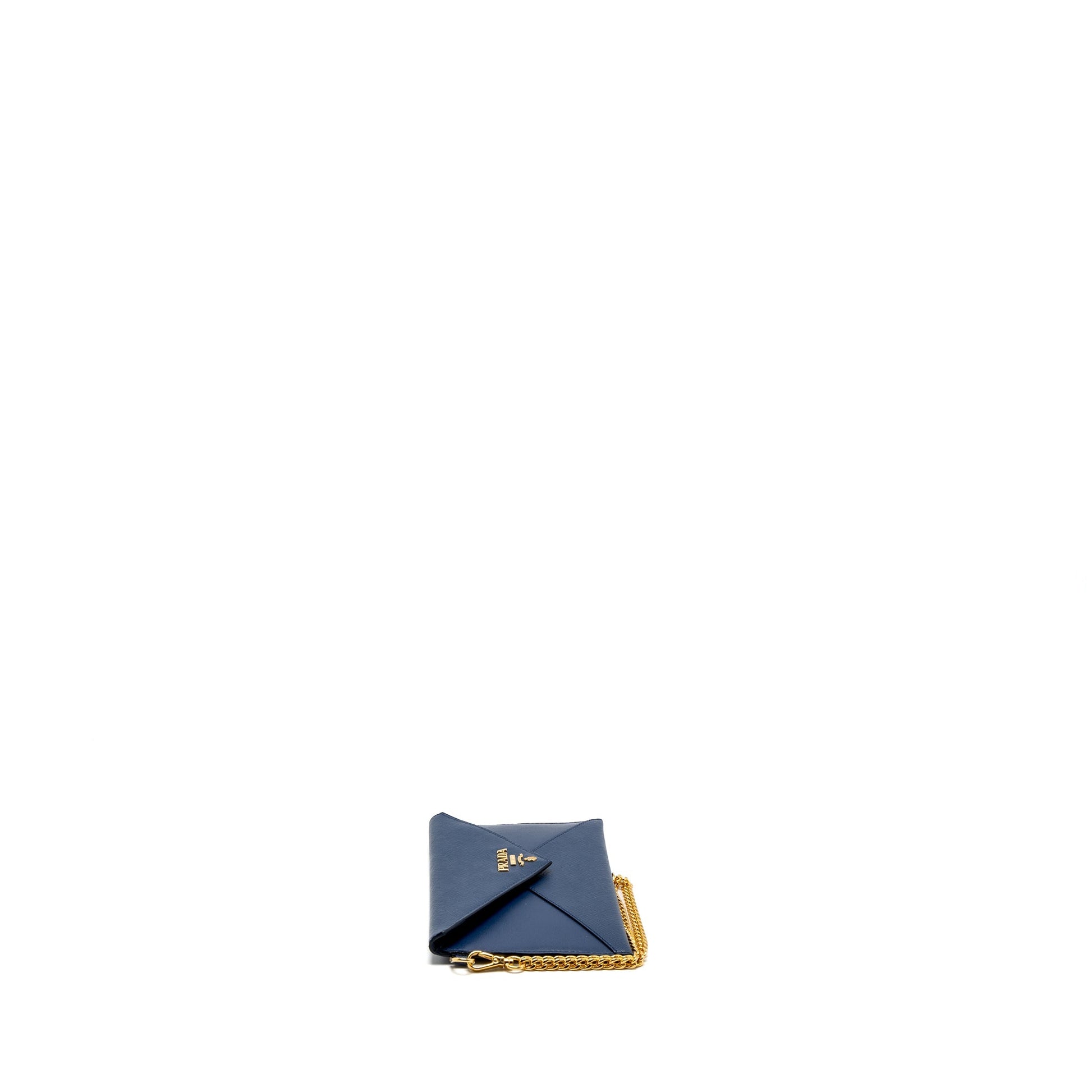 Prada Saffiano Clutch Calfskin Blue