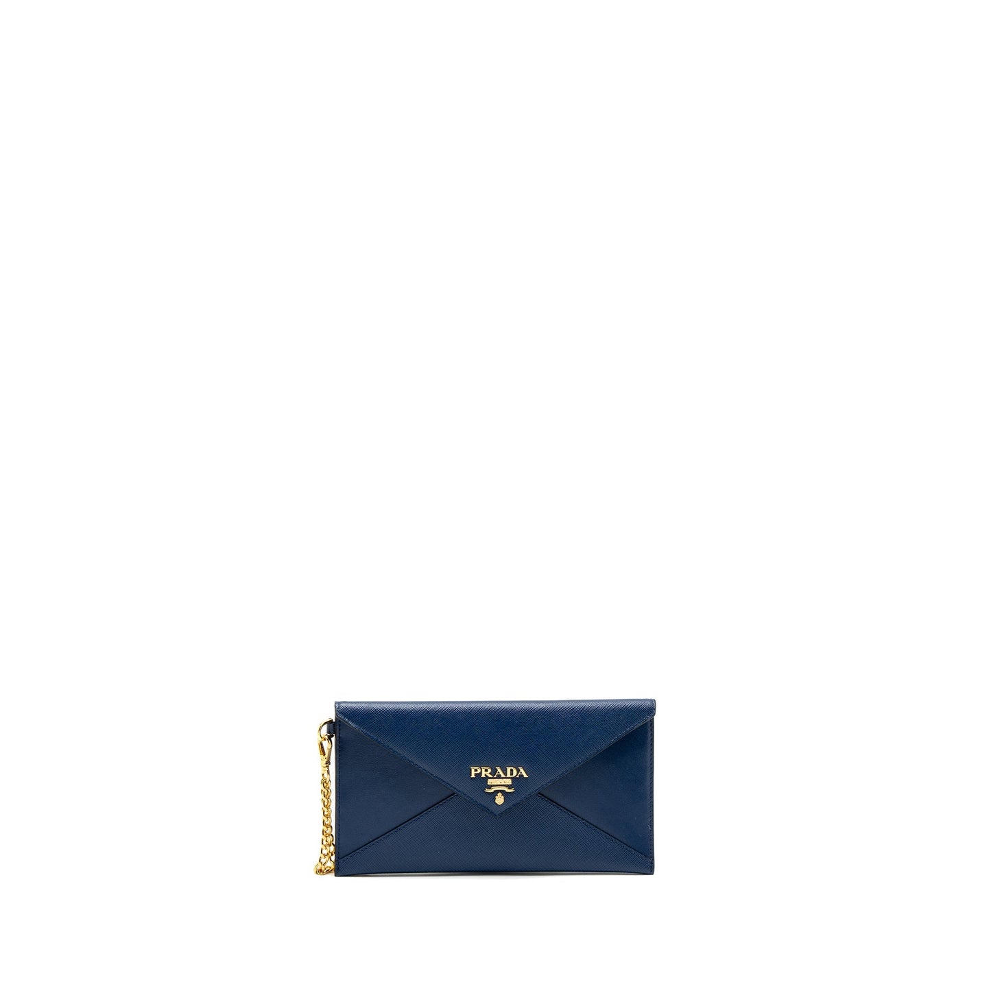 Prada Saffiano Clutch Calfskin Blue