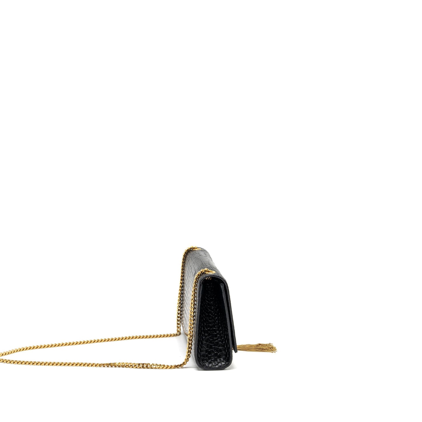 Saint Laurent Kate Purse Tassel Crocodile-Embossed black