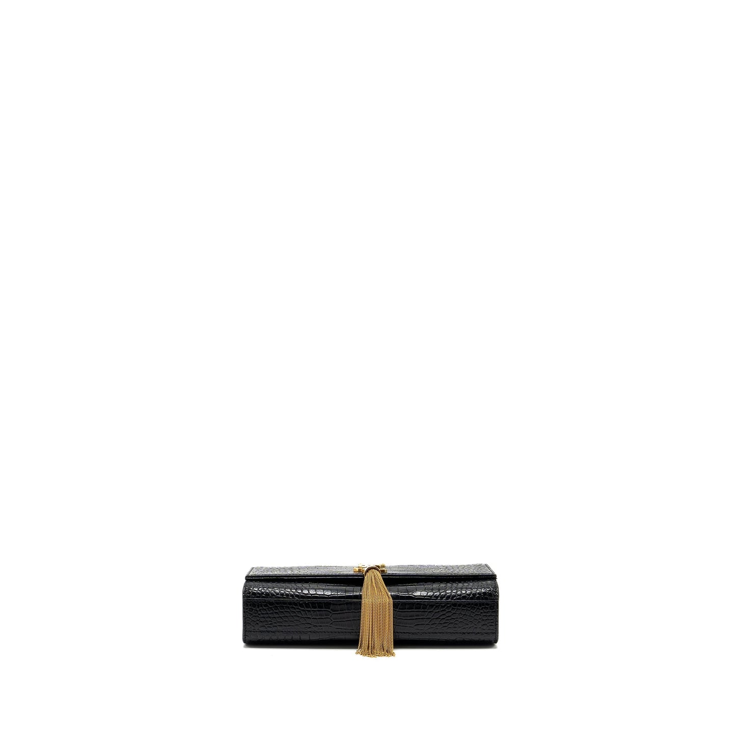 Saint Laurent Kate Purse Tassel Crocodile-Embossed black