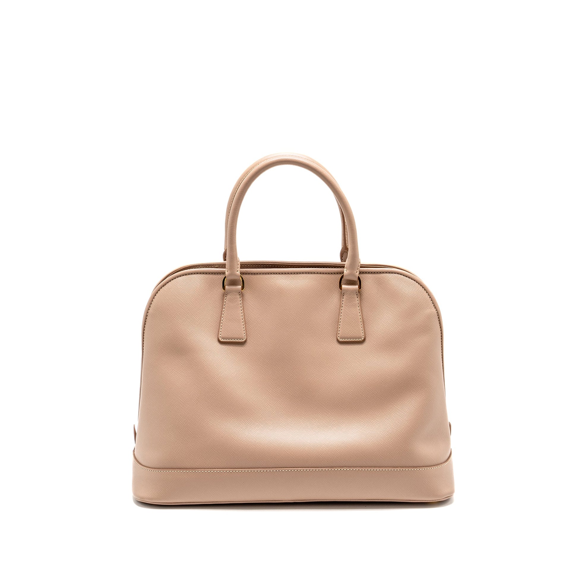 Prada Saffiano Vernice Promenade Dome Tote Leather Beige