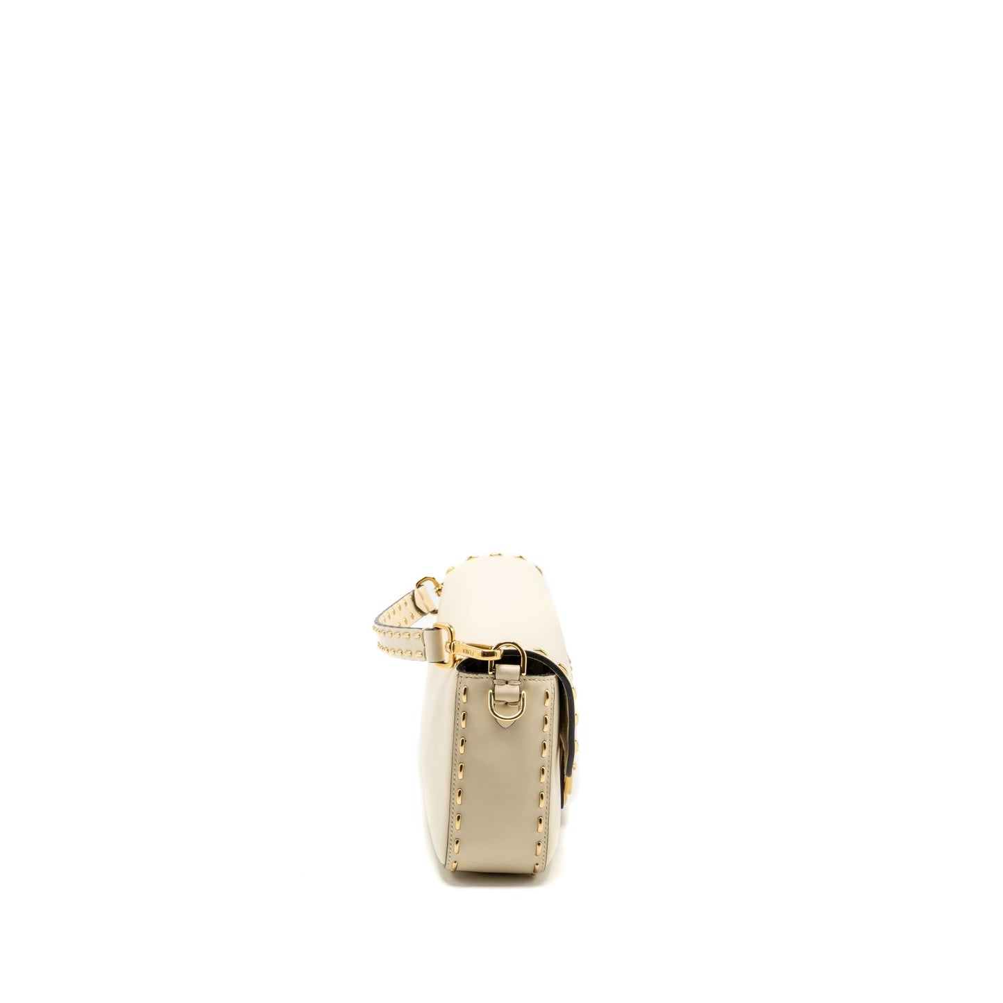 Fendi Vitello King Metal Stitch Baguette Lambskin White