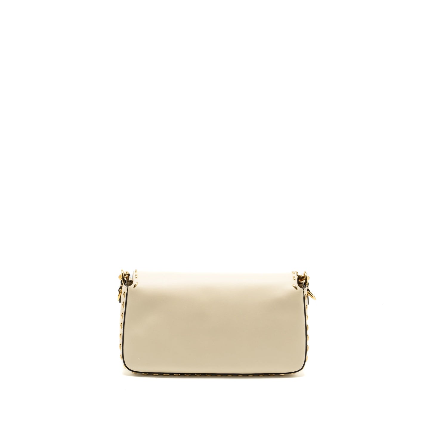 Fendi Vitello King Metal Stitch Baguette Lambskin White