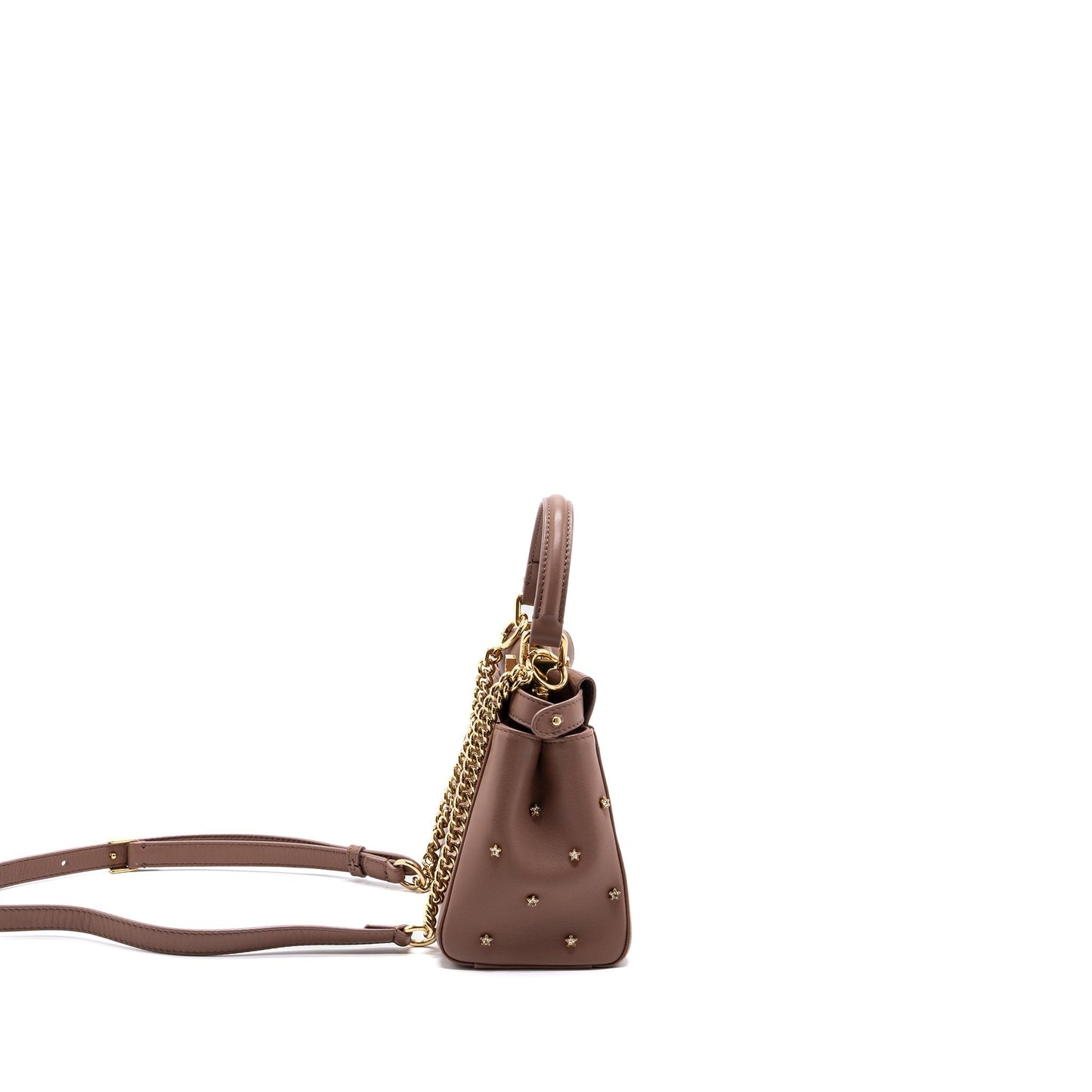 Fendi Mini Peekaboo Star Crystal Lambskin Dark Pink