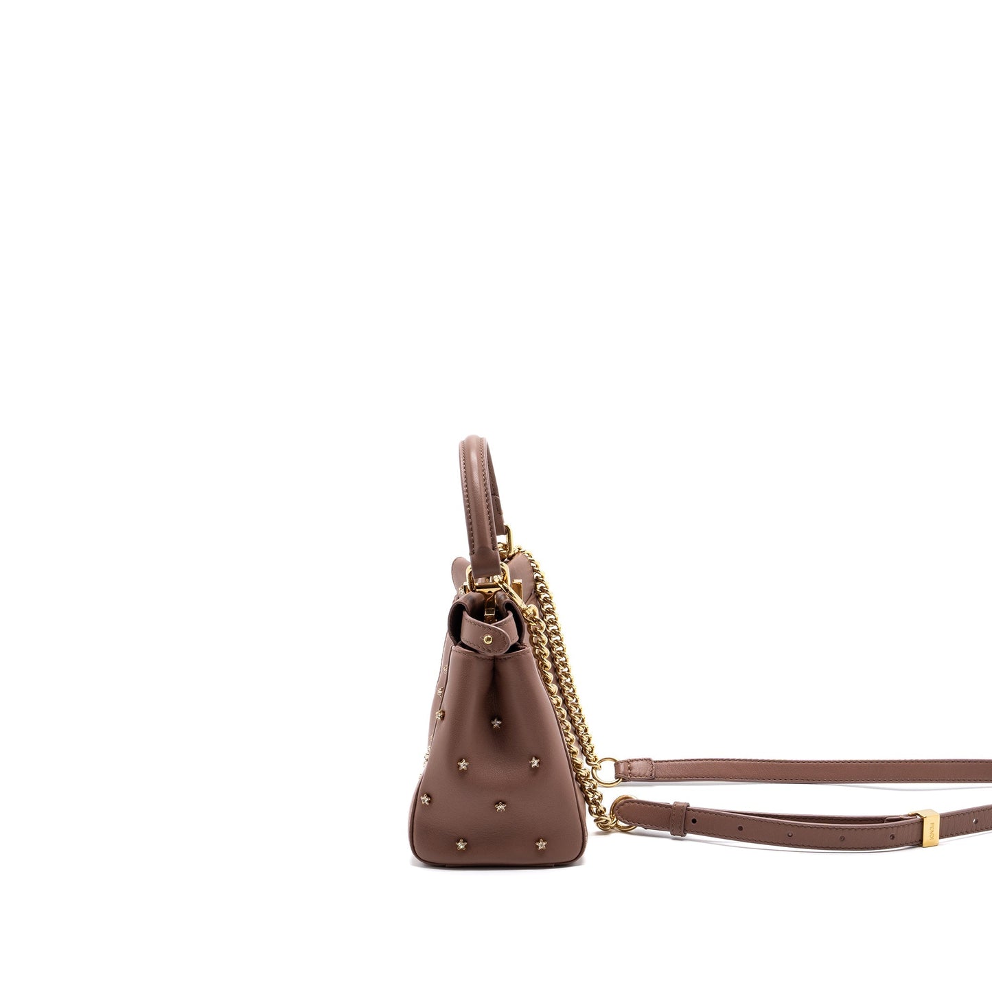 Fendi Mini Peekaboo Star Crystal Lambskin Dark Pink