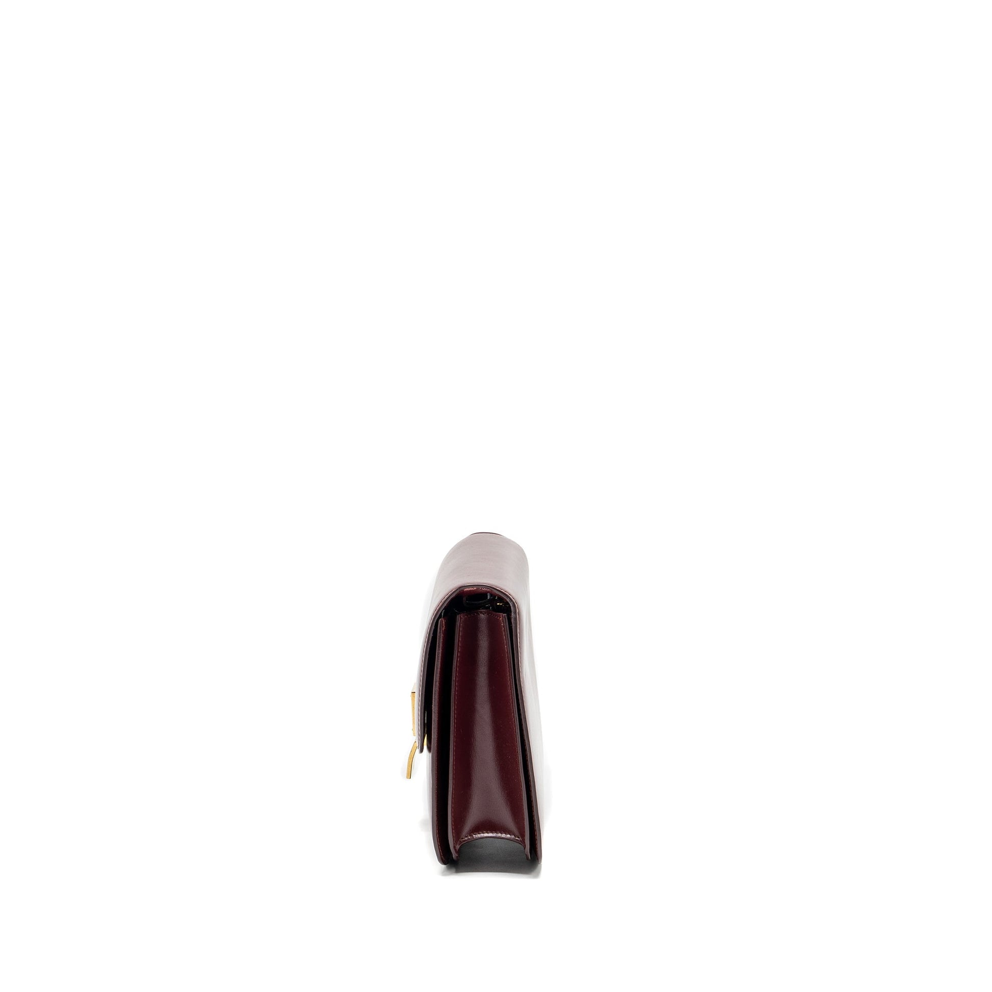 Celine Medium Classic Box Bag Calfskin Dark Red GHW