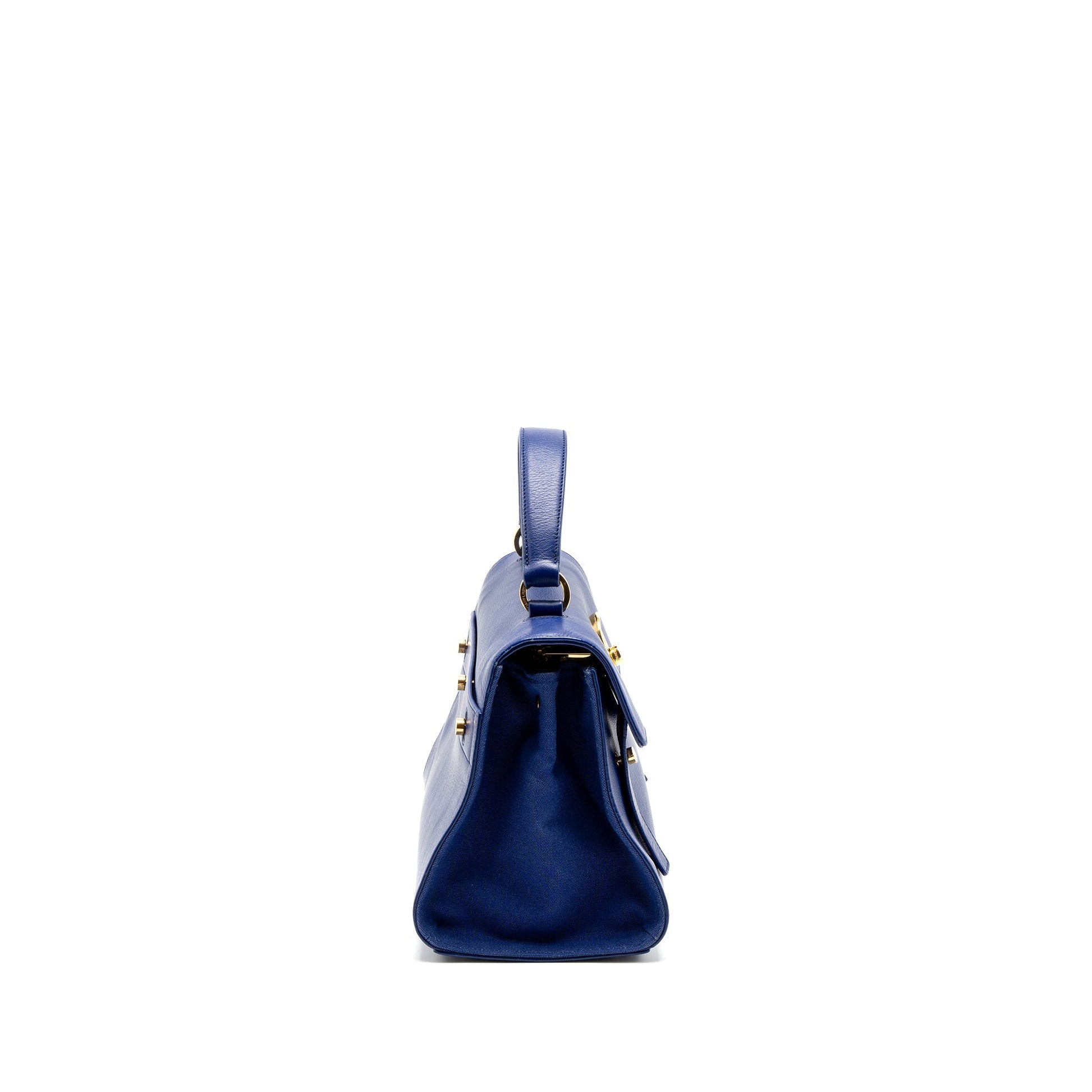 Saint Laurent/ Muse Two Tote Purse Calfskin Blue