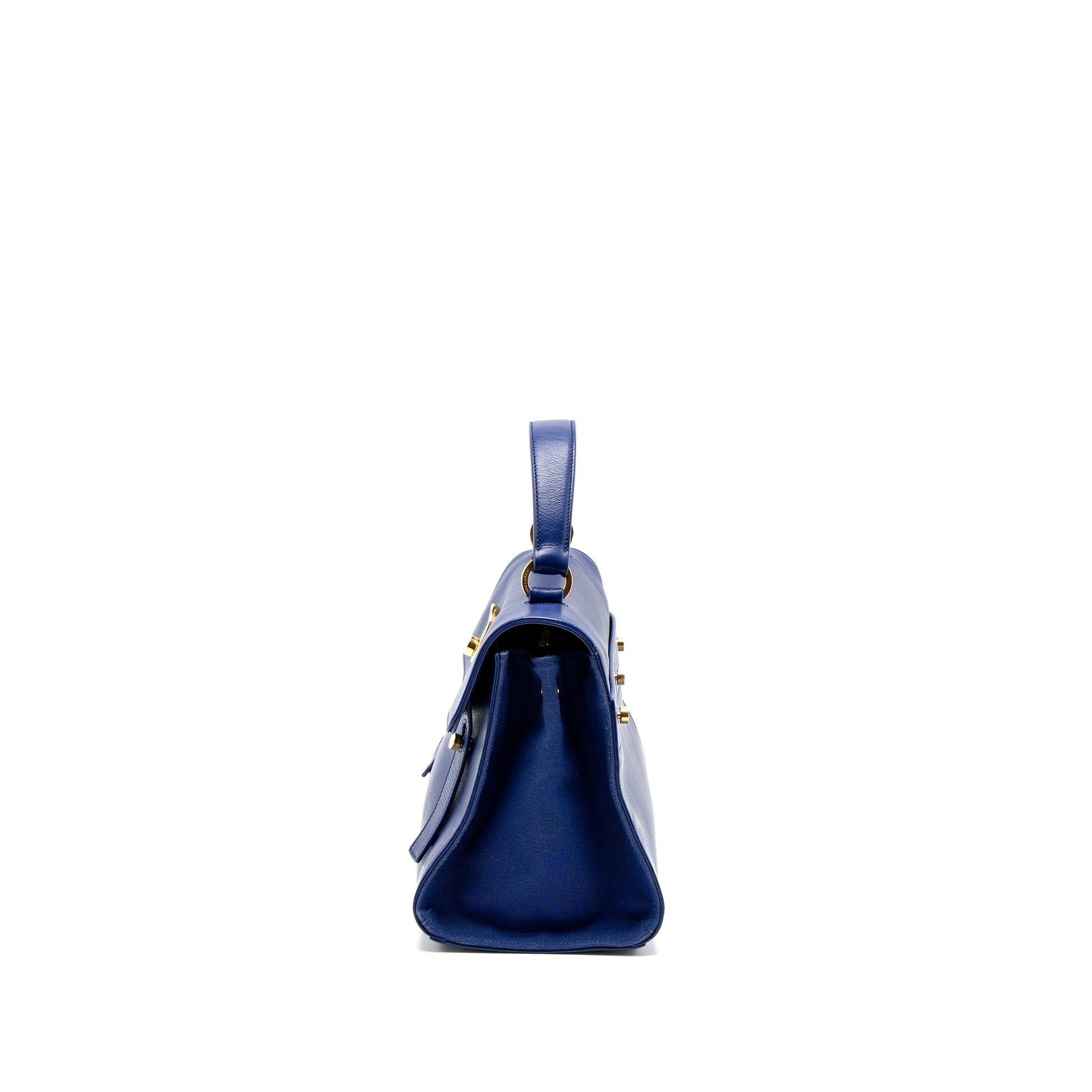 Saint Laurent/ Muse Two Tote Purse Calfskin Blue